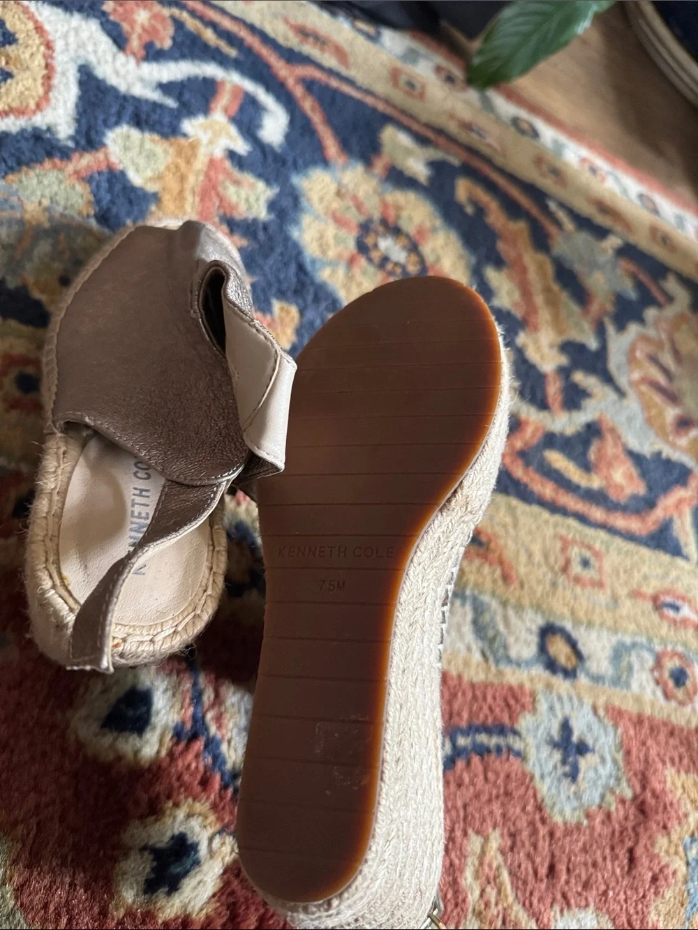 Kenneth Cole Metallic Gold Women's Espadrille Wedge Sandals